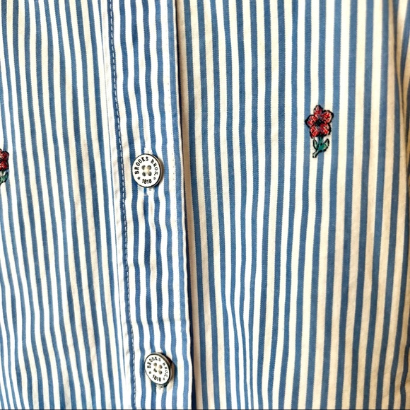 BROOKS BROTHERS Red Fleece Rose Embroidered Striped Button Down Shirt—SZ. 4 - Picture 3 of 14
